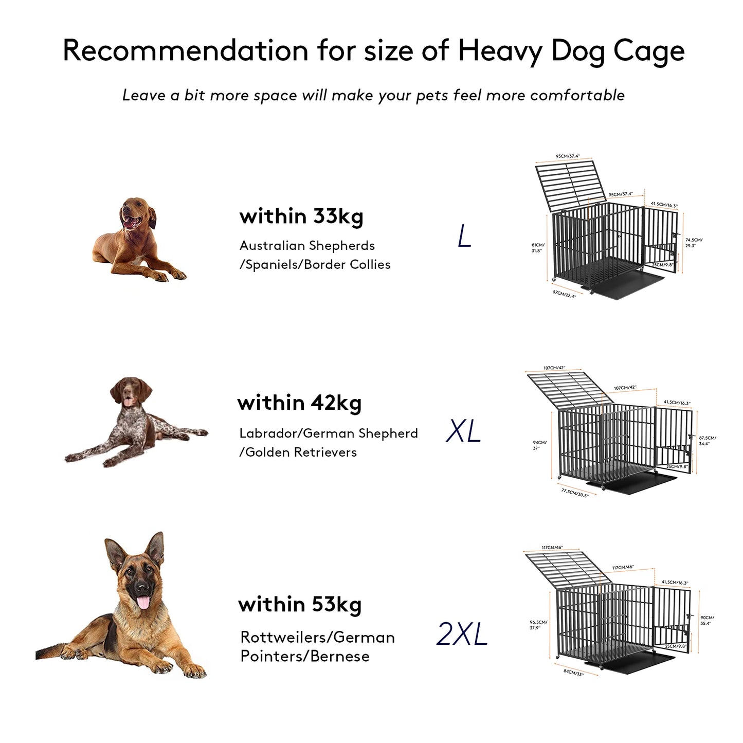 Heavy-Duty Metal Dog Crate with Removable Tray & Lockable Wheels