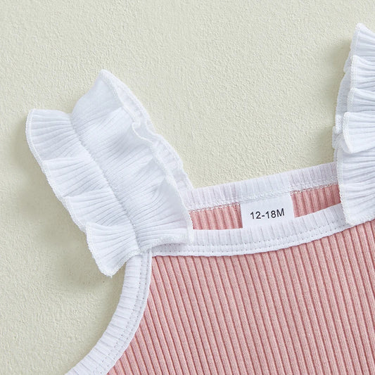 Toddler Girls Ruffle Bow Summer Romper