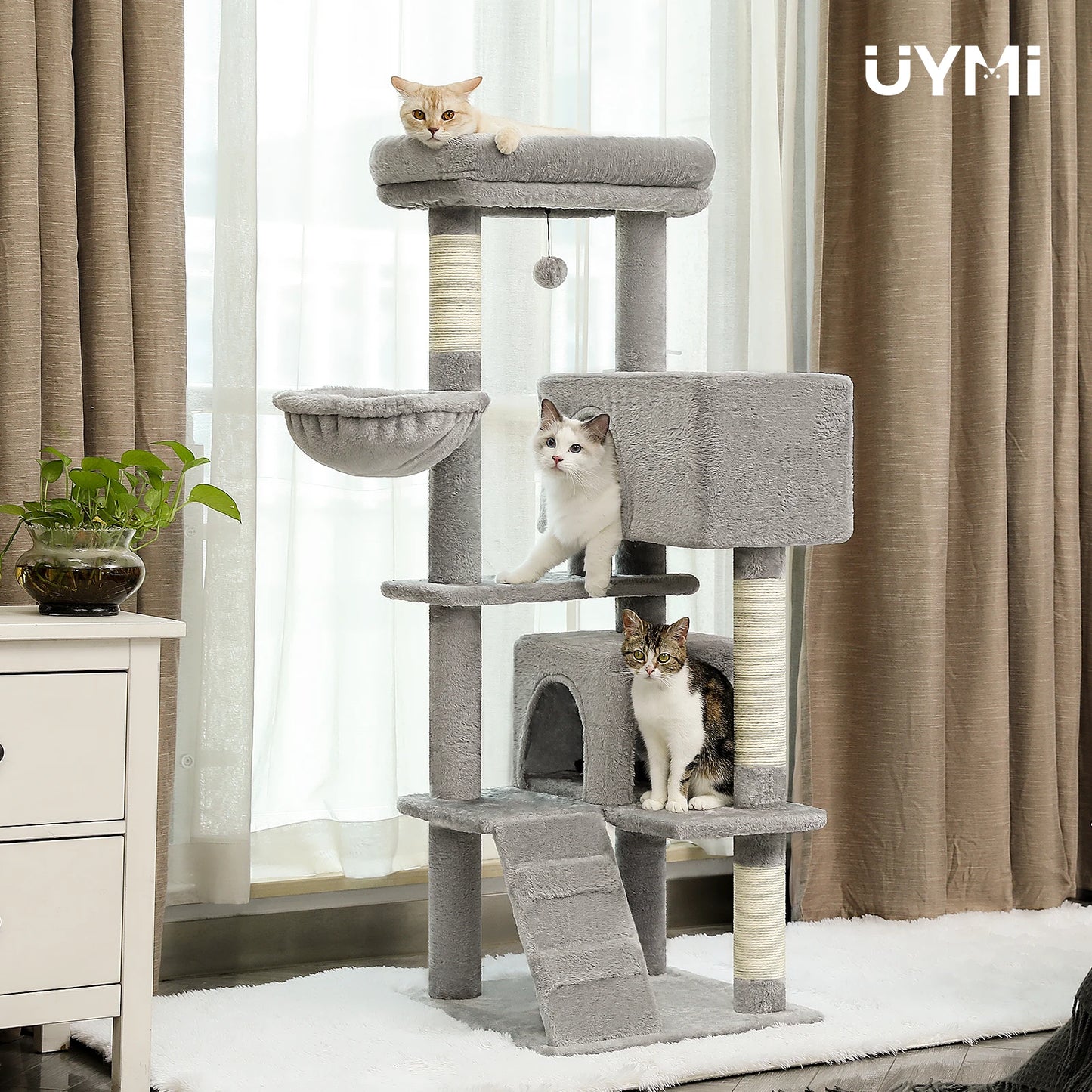 Multi-Level Cat Tree with Hammock & Scratching Posts