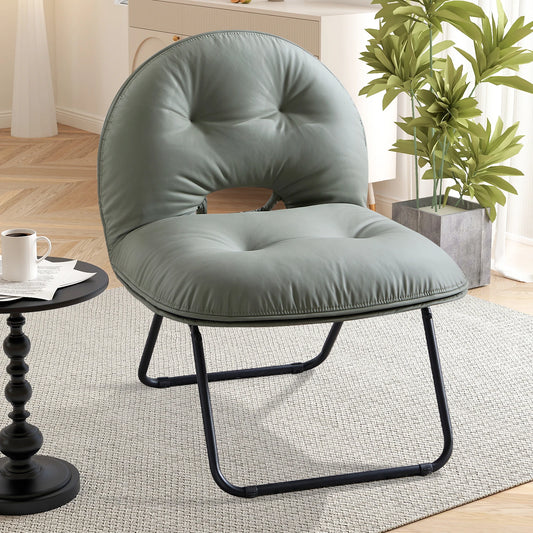 Folding Accent Chair with Metal Frame and Fabric Cover